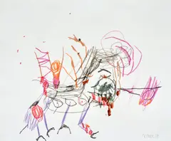 Robert Nava, Untitled, 2019, crayon, marker, metallic paint, grease pencil and graphite on paper