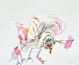 Robert Nava, Untitled, 2019, crayon, marker, metallic paint, grease pencil and graphite on paper