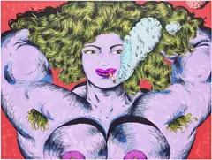 Ana Benaroya, My Heart Burns Cherry Red For You, 2022, marker and India ink on Bristol board