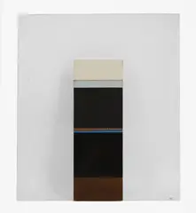 Blue Line Relief by Dennis Hawkins, acrylic on wood mounted on acrylic sheet, sold Jul 2026