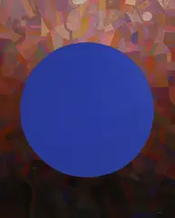 Peter Schmidt, Blue Circle, oil on paper laid on board