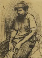 Joe Tilson, Figure study, circa 1950s, charcoal and coloured chalk