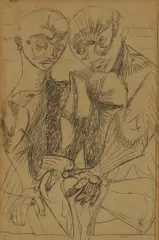 Robert Colquhoun, Two figures, pen and ink