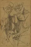 Robert Colquhoun, Two figures, pen and ink