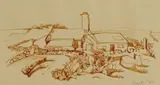 Bryan Wynter, Carn Cottage, pen and brown ink