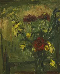 Barry Newis, Flowers, oil on board
