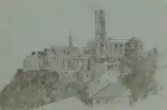 Reginald Brill, Tower, Italian Town, pen and ink and wash