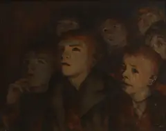 Morris Kestelman, Children at Cinema, oil on canvas board