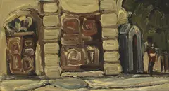 Mervyn Rowe, Guardsman at St James's Palace, oil on board