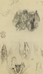 John Nash, Studies for 'November' in 'The Shepheards Calendar, 1930, pen and ink