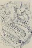 John Nash, February', seeds for sowing, pencil and biro