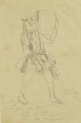 John Nash, First World War Soldier (Eyes Left/ Keep in Step), pencil with annotations