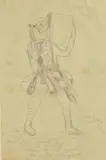 John Nash, First World War Soldier (Eyes Left/ Keep in Step), pencil with annotations
