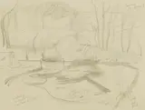 John Nash, The Well Head, pencil with annotations