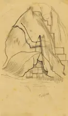 John Nash, Tarpaulined Hay and Straw Stacks, pen and ink