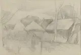 John Nash, Farmyard with straw stacks, circa 1920s