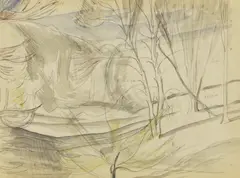 Woodland scene, early 1920s by John Nash, pencil and watercolour with pencil annotations, sold Jul 2026