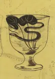 John Nash, A design for a glass goblet with snake and waterlilies, pen and ink with pencil annotations
