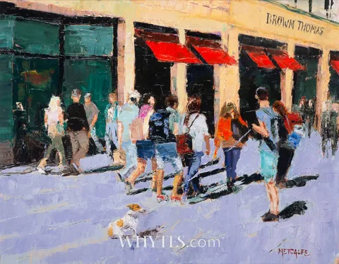 Peter 'Metcalfe' O'Connor, SHOPPING ON GRAFTON STREET, DUBLIN, oil on canvas