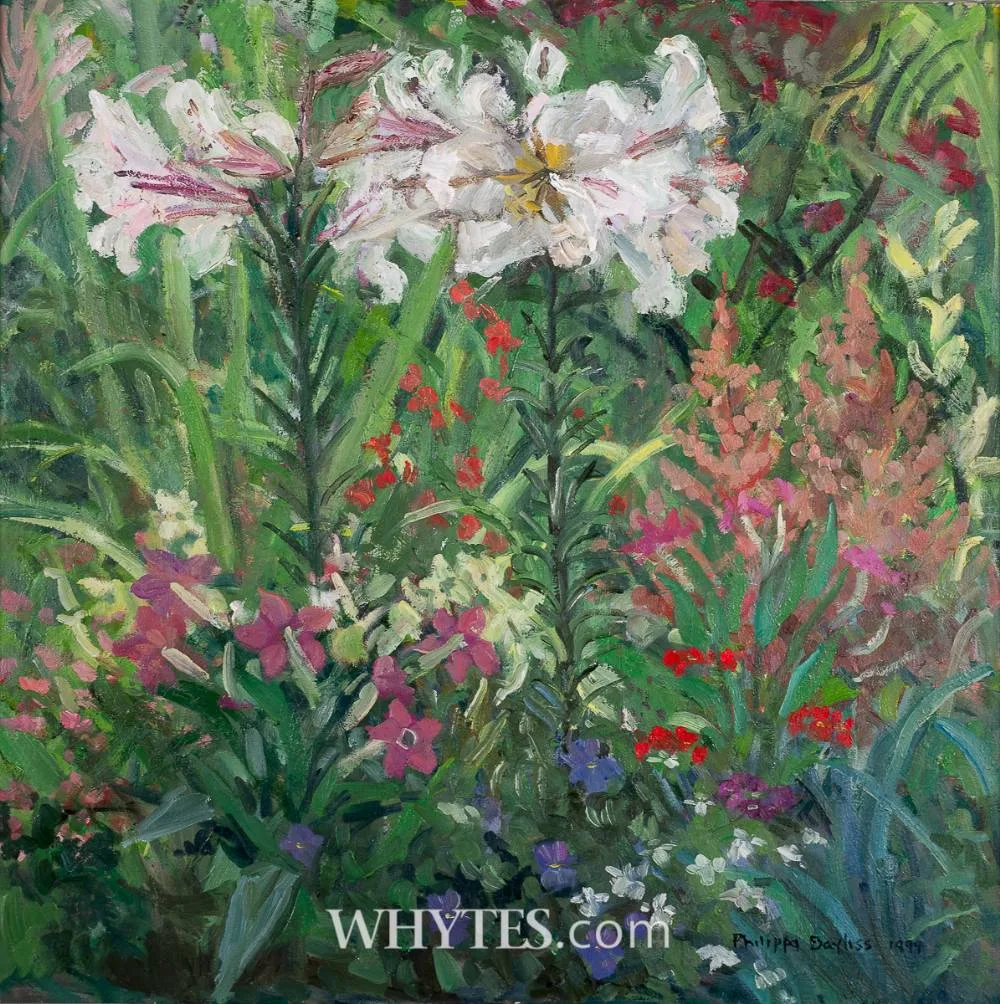 FLOWER STUDY by Philippa Bayliss, 1999, oil on board, sold Jun 2026
