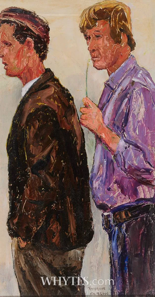 WATCHING by Robert Taylor Carson, oil on panel, sold Jun 2026