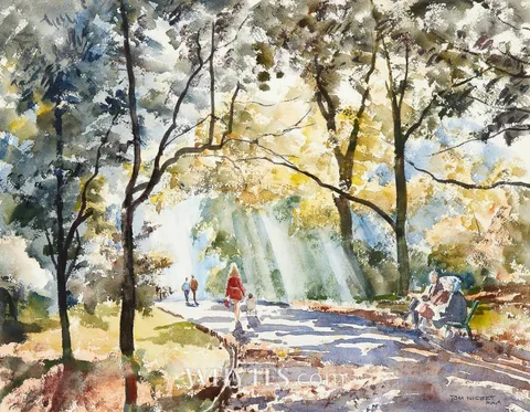 AUTUMN SUN by Tom Nisbet, watercolour, sold Jun 2026