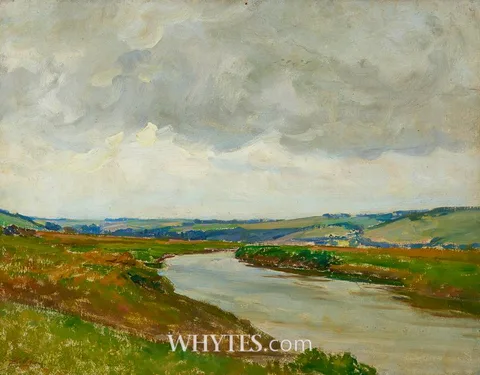 Hans Iten, BEND ON THE LAGAN, oil on board