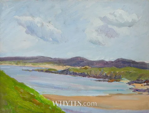Estella Solomons, COASTAL LANDSCAPE, oil on board