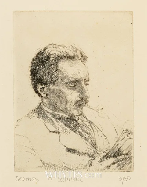 Estella Solomons, PORTRAIT OF SEAMUS O'SULLIVAN, etching; (no. 3 from an edition of 50)