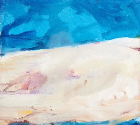 Barrie Cooke, UNTITLED [BLUE AND WHITE], oil on panel