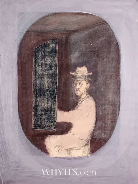 Brian Bourke, SELF PORTRAIT WITH TWO HATS, 1967, mixed media