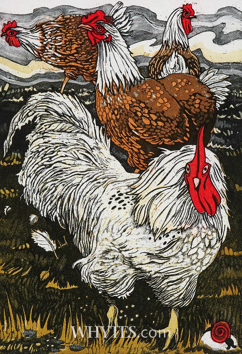 HEN PARTY by Pamela Leonard, etching in colours; (no. 44 from an edition of 240), sold Jun 2026