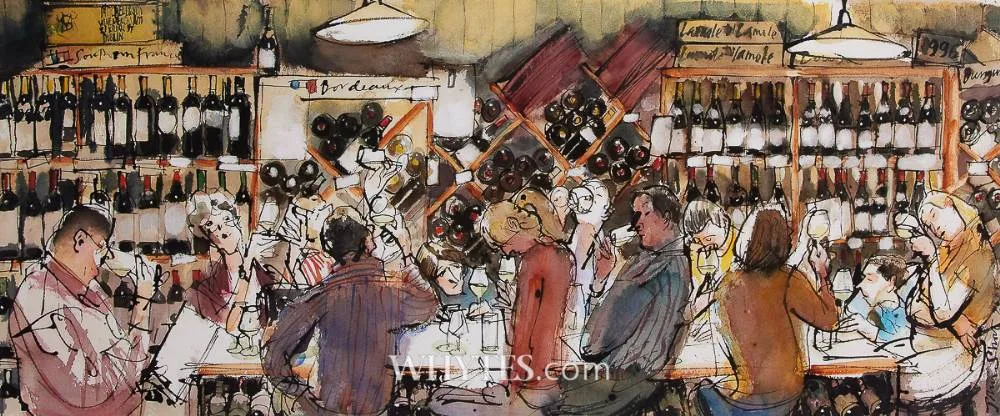 John Short, WINE BAR SCENE, 2005, lithograph; (no. 39 from an edition of 100)