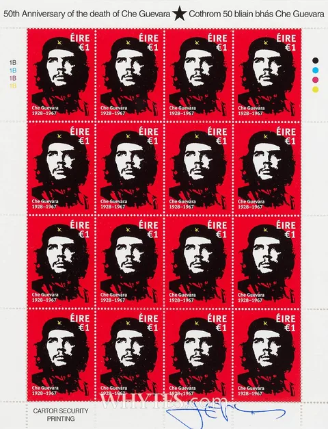 Jim Fitzpatrick, 50TH ANNIVERSARY OF THE DEATH OF CHE GUEVARA STAMP SHEET, print in colours