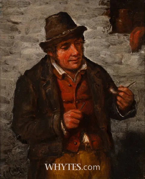 Charles Henry Cook, GENTLEMAN WITH A PIPE, oil on panel