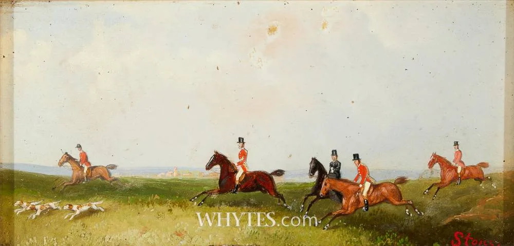 HUNTING SCENES (A PAIR) by Robert Stone, oil on panel; (2), offered Jun 2026