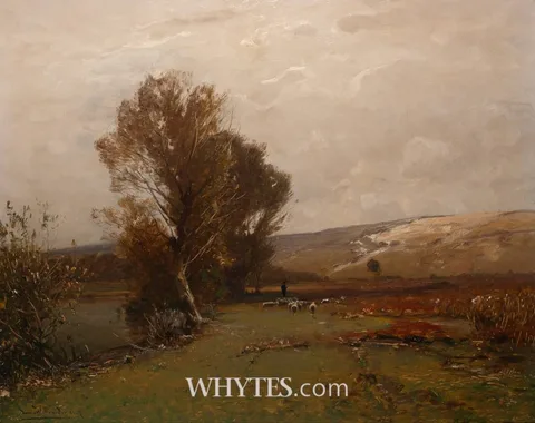 Josef Willroider, LANDSCAPE WITH SHEEP, 1907, oil on panel