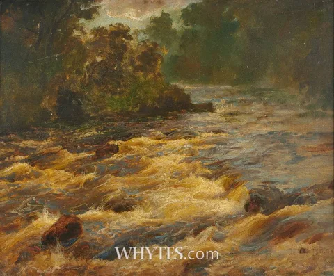 John Johnston Inglis, RAPIDS ON THE WYE, SOUTH WALES, oil on canvas