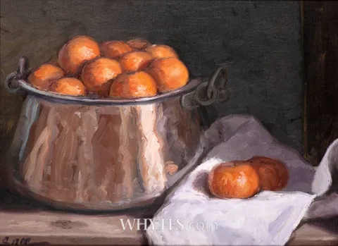 Desmond Snee, STILL LIFE WITH MANDARINS, oil on canvas board