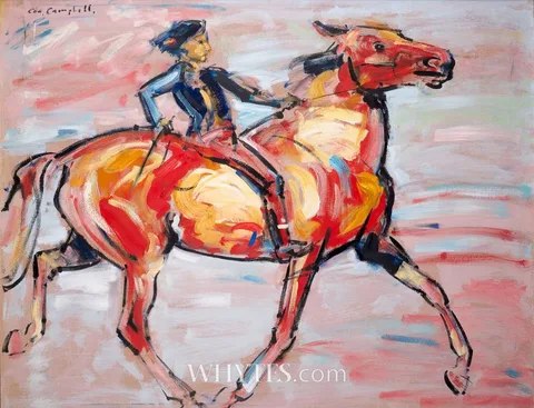 Con Campbell, HORSE AND RIDER, oil on board