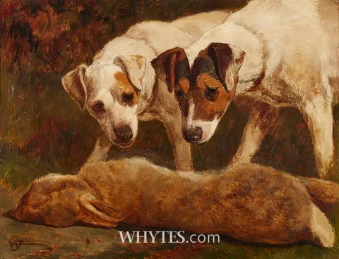 William Osborne, NANNIE AND BOBBIE (DOGS BELONGING TO WILLIAM OSBORNE), c.1900, oil on canvas