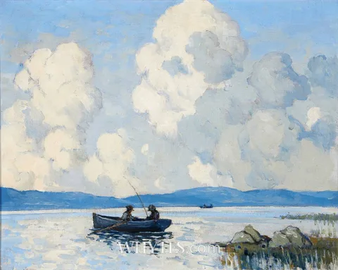 Paul Henry, DAPPING ON LOUGH MASK, COUNTY MAYO, 1928-36, oil on canvas