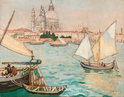 Letitia Marion Hamilton, VIEW OF SANTA MARIA DELLA SALUTE FROM THE GRAND CANAL, VENICE, oil on canvas