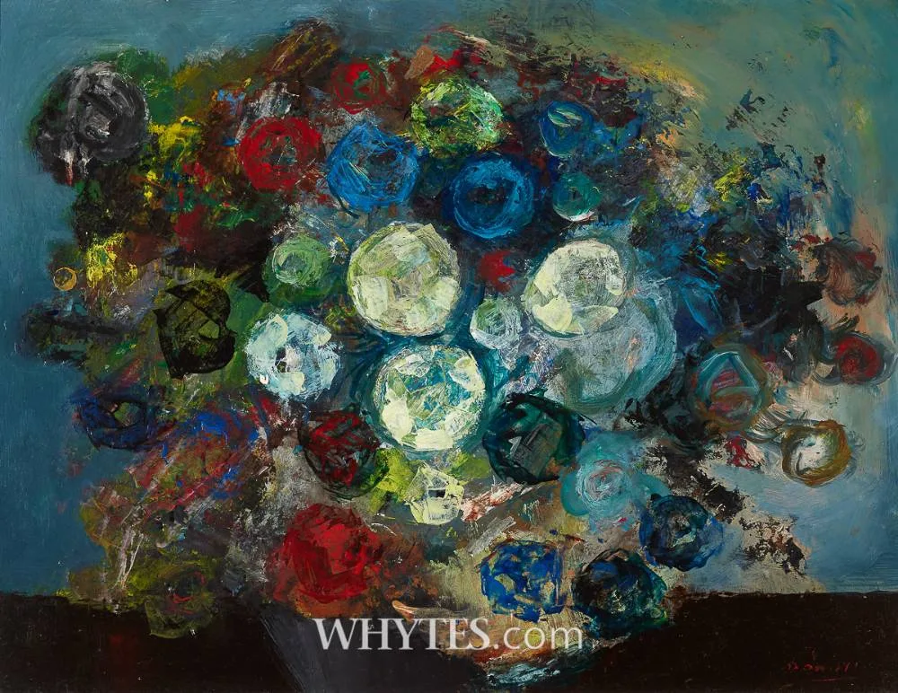 FLOWERS by Daniel O'Neill, oil on board, sold May 2026