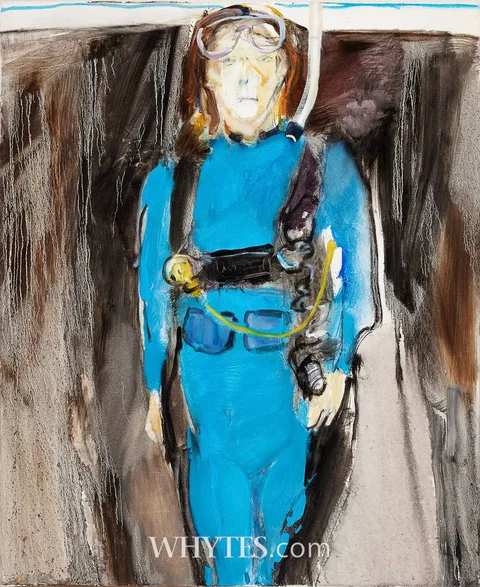 Barrie Cooke, PORTRAIT OF DOROTHY CROSS IN DIVING MODE, 2004, oil on canvas; (unframed)