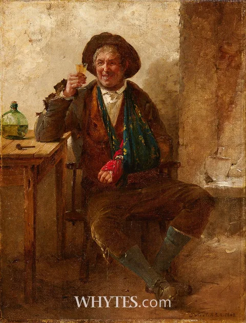 A HAIR OF THE DOG THAT BIT HIM by Erskine Nicol, 1862, oil on canvas, offered May 2026