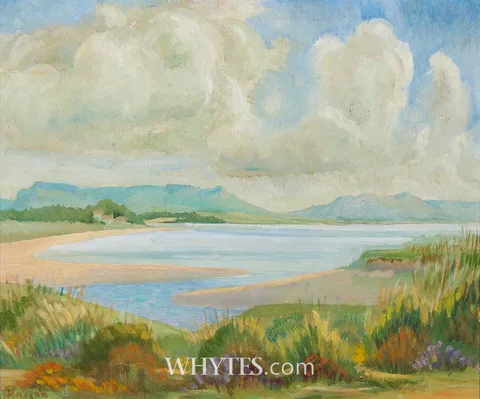 VIEW TOWARDS LISSADELL FROM MAUGHEROW, COUNTY SLIGO by Terence P. Flanagan, c.1955, oil on board, sold May 2026