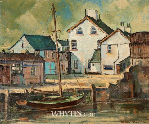 Cecil Maguire, KINNEGO HARBOUR, COUNTY ARMAGH, 1959, oil on board