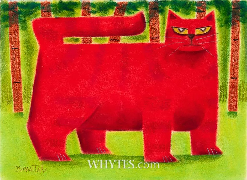 CAT by Graham Knuttel, pastel on paper, sold May 2026
