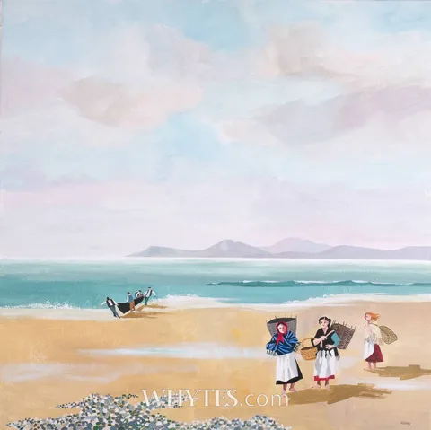 Desmond Kinney, KELP GATHERERS, oil on canvas; (unframed)